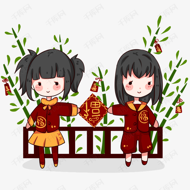 2019年中国风小女孩儿过新年拜年