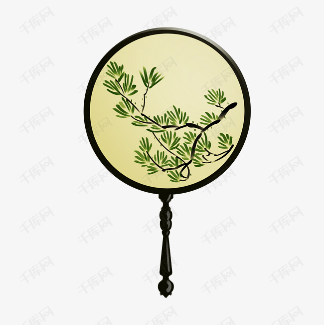 手绘圆形的扇子插画