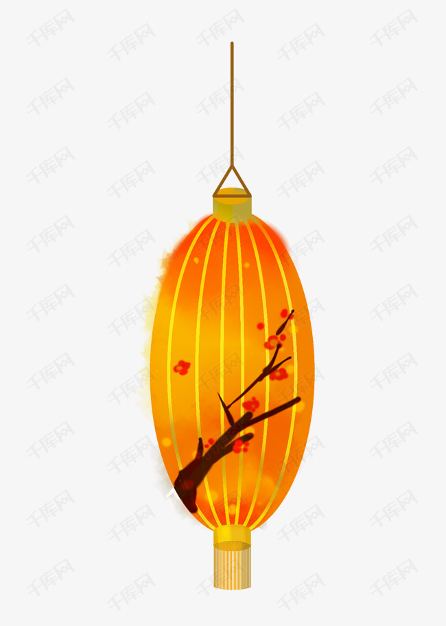 黄色的灯笼手绘插画