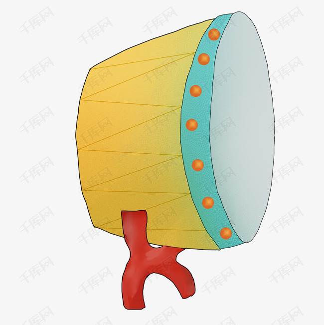 卡通敲鼓乐器插画