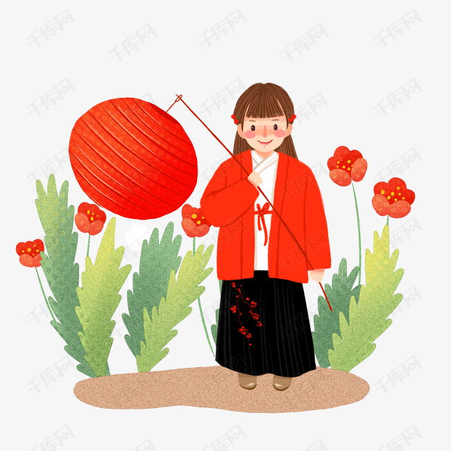 新年提灯笼汉服女孩素材图片免费下载_高清psd_千库网(图片编号