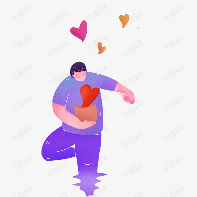 一个在水中送爱心的男人免抠图