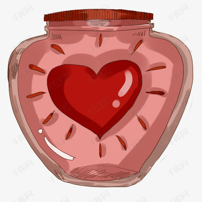 手绘卡通爱心瓶子插画