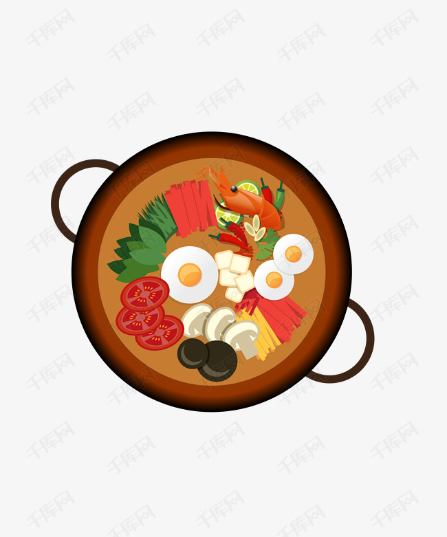 手绘蔬菜火锅插画