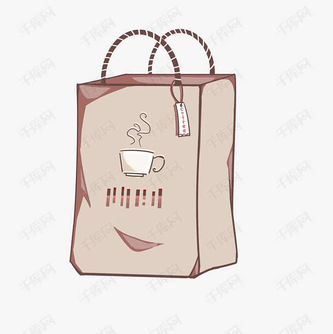 手绘灰色咖啡豆袋子插画