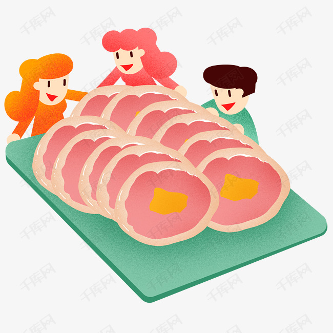 年夜饭美味凉肉插画