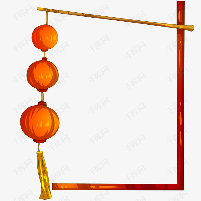新年黄色的灯笼边框