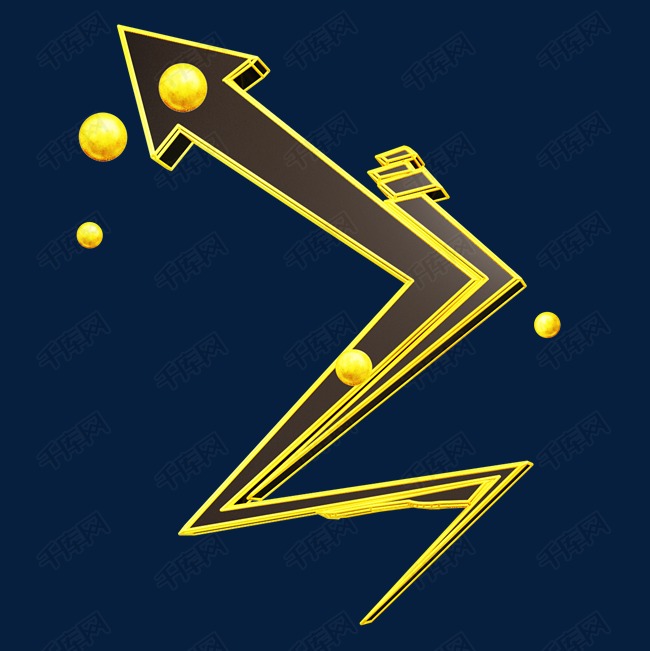 c4d黑金风个性不规则闪电装饰箭头