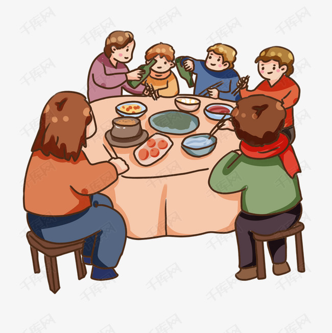 手绘卡通2019尾牙同事聚餐