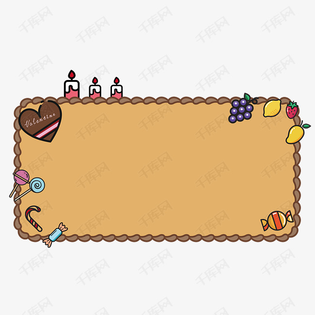 情人节爱情巧克力蛋糕深色矢量边框素材