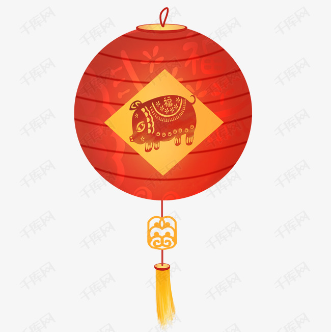 手绘红色新年灯笼下载