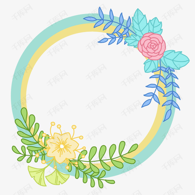 手绘花卉装饰标题框