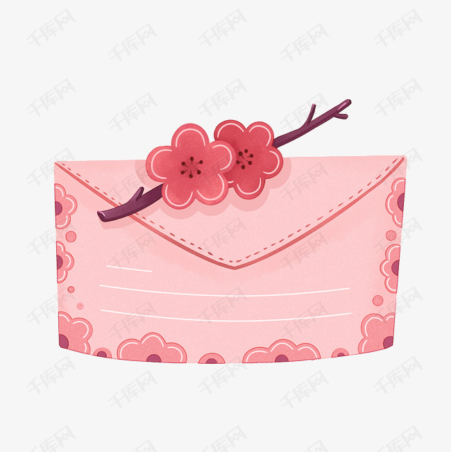梅花装饰图案之信封免抠素材