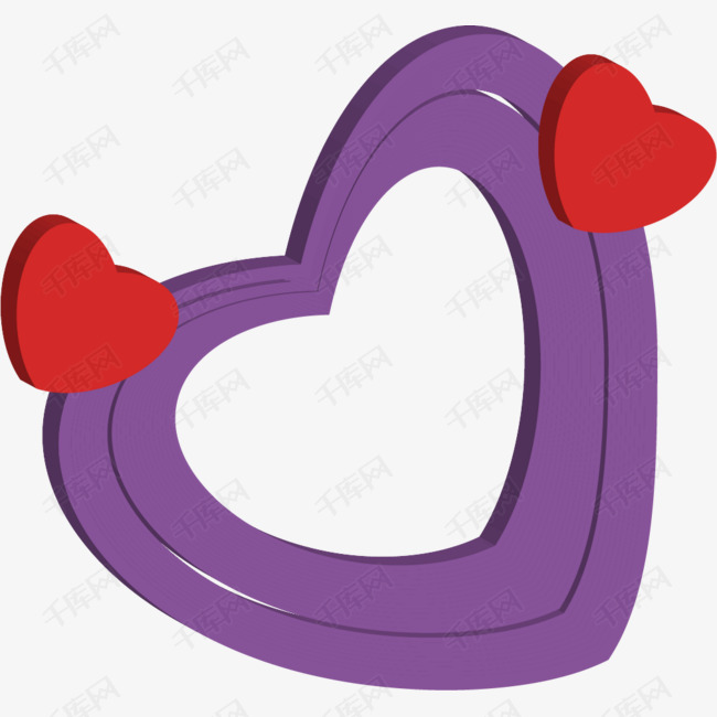 ai矢量扁平心形状紫色卡通装饰
