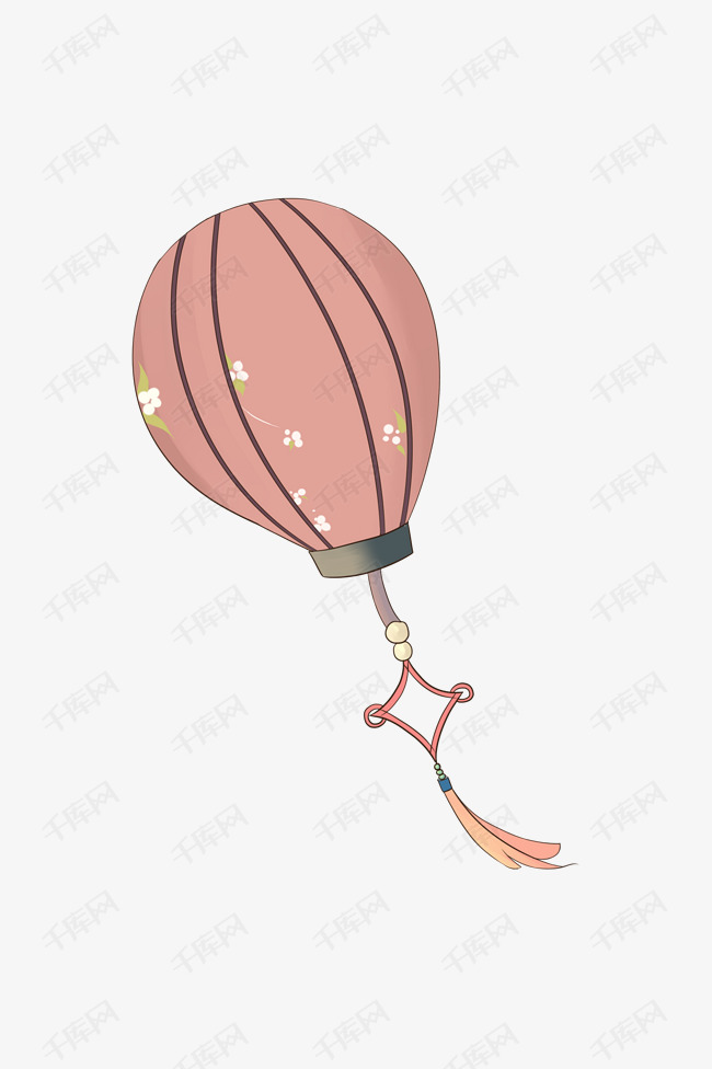 手绘粉色灯笼插画