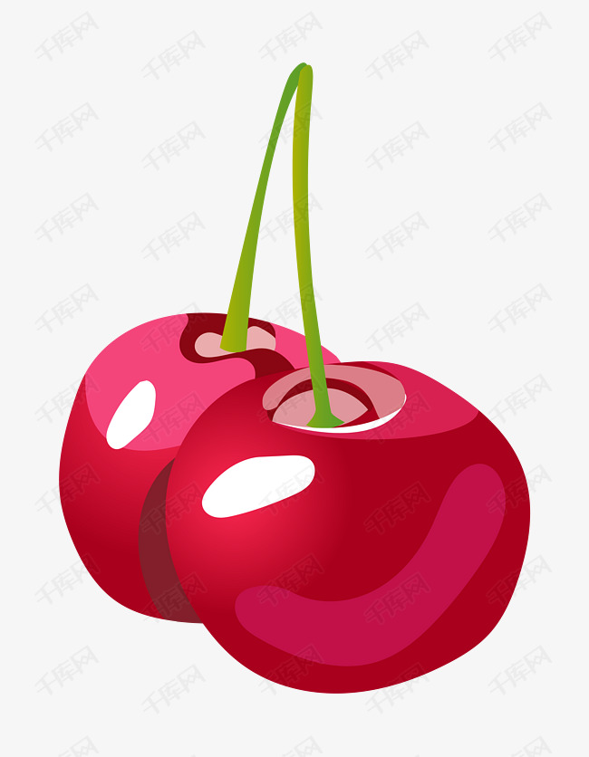 漂亮的樱桃手绘插画