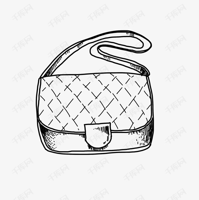 单肩包线稿手绘插画