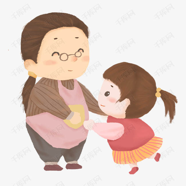 转圈圈的卡通母女俩