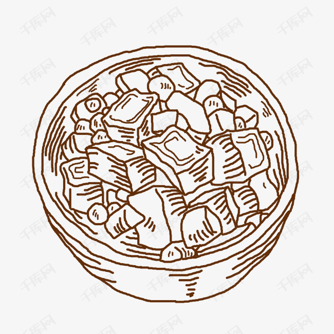 线描地三鲜手绘插画