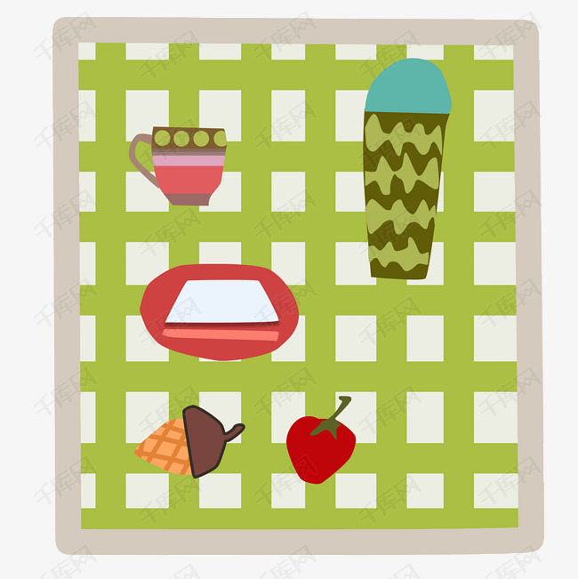 绿色卡通野餐垫子