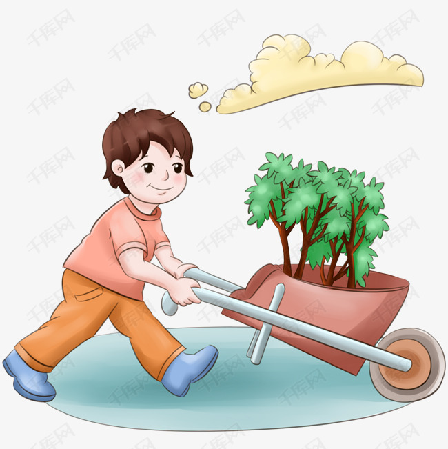 植树节小车拉树苗
