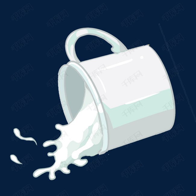 手绘打翻的牛奶插画