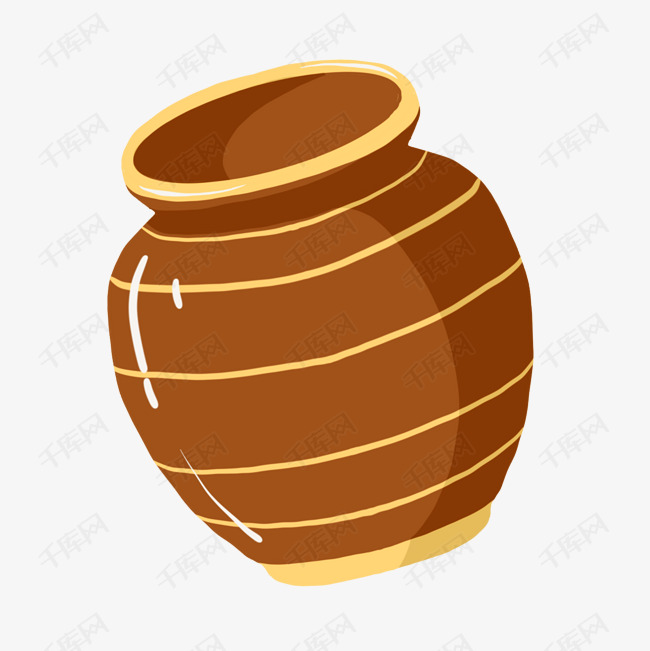 手绘棕色的罐子插画