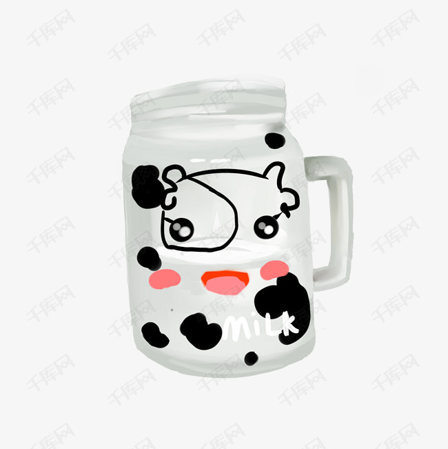 奶牛表情卡通牛奶杯
