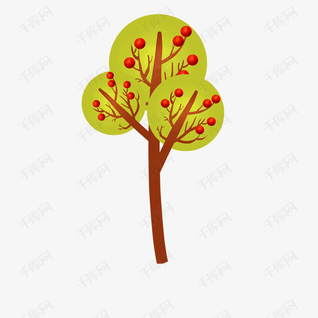 黄色的果树手绘插画