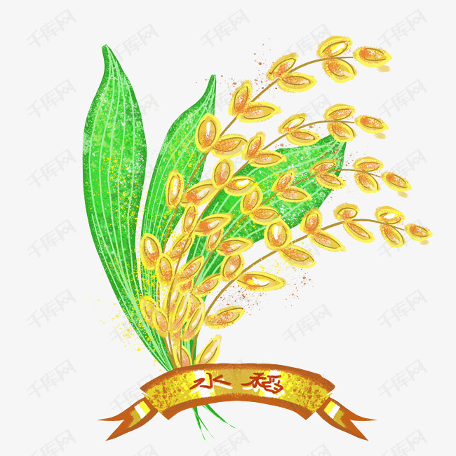 手绘水稻农产品卡通免扣装饰免费下载