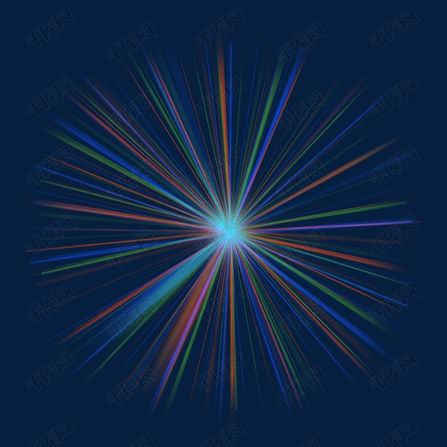 七彩舞台放射光线光效元素