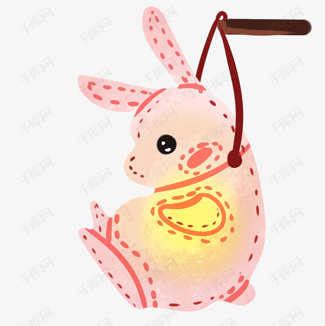 手提兔子灯装饰插画