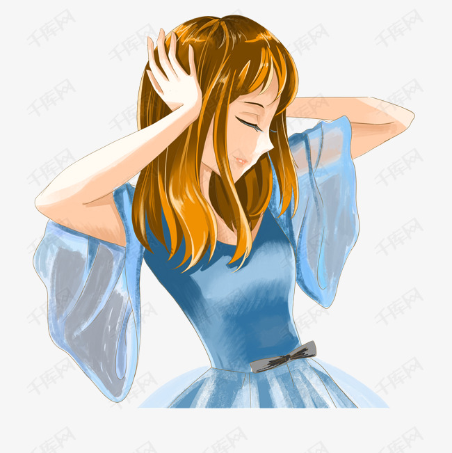 捂着耳朵的美丽女生免抠图