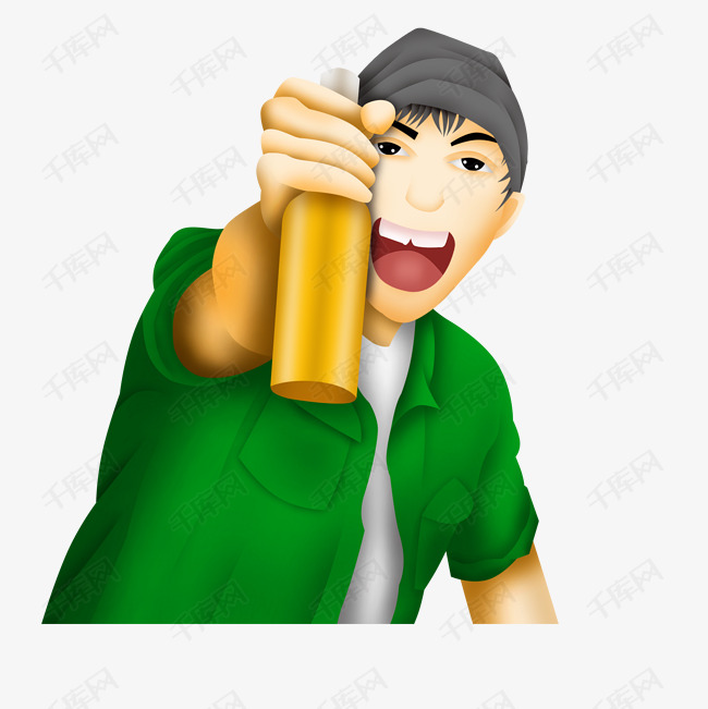 拿着酒干杯的男青年免抠图
