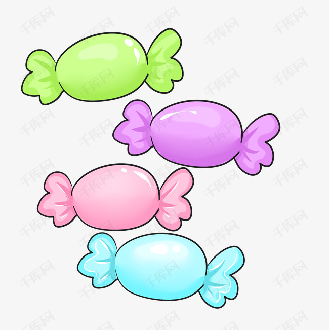 四颗糖果手绘插画