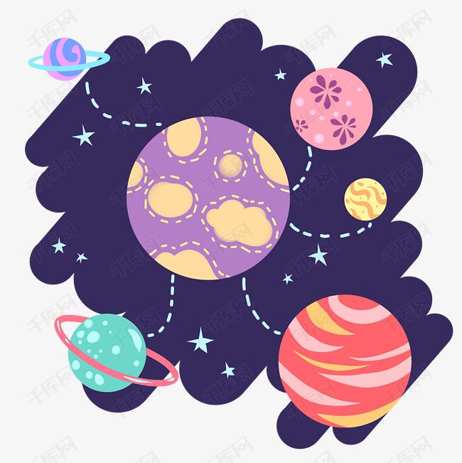 彩色的宇宙星球插画