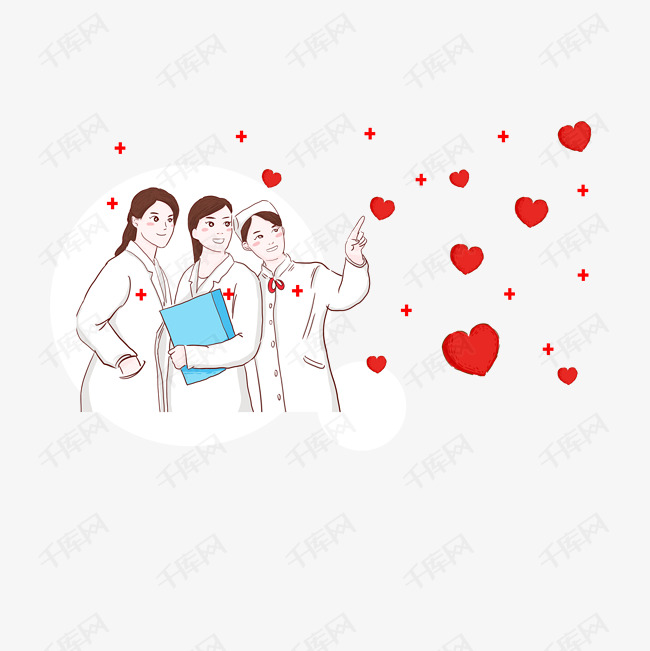 充满爱心的白衣天使们免抠图
