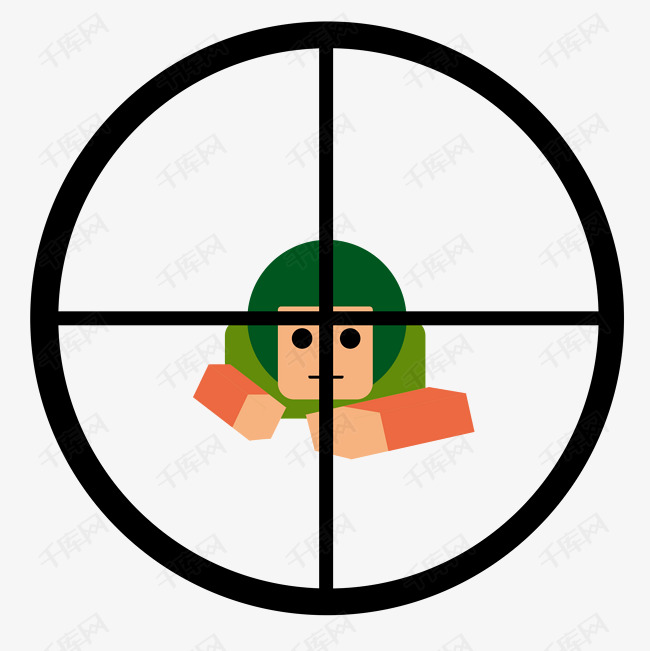 卡通机关枪瞄准小女孩免扣图