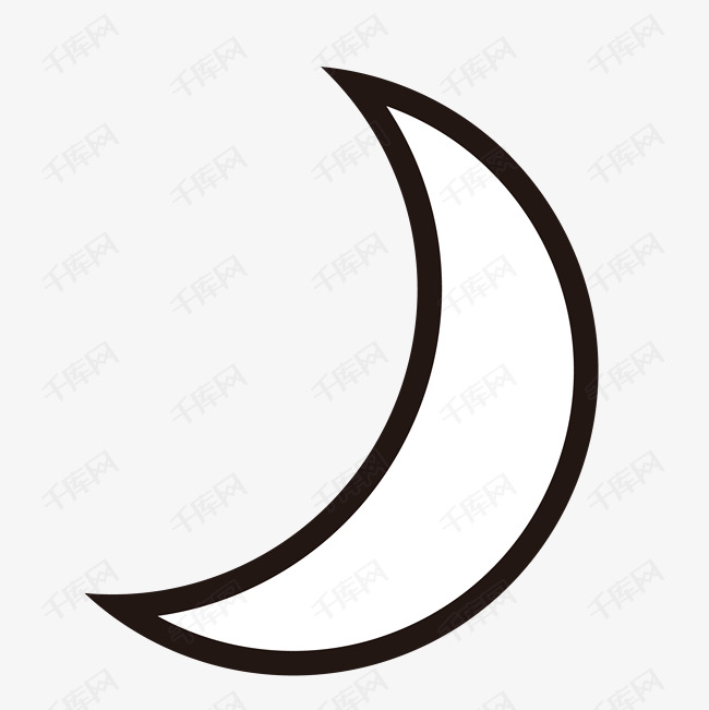 手绘黑色的月亮免抠图
