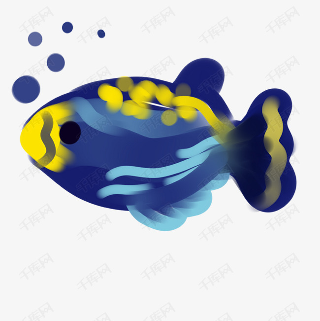 卡通蓝色的海洋生物鱼免扣图
