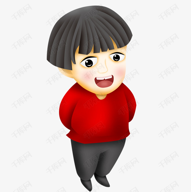 娃娃头笑呵呵的男孩免扣图