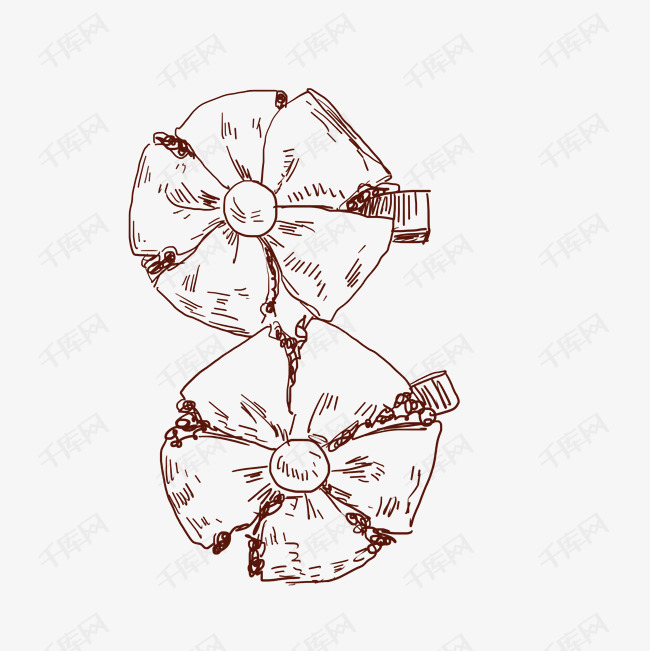 线描小花发卡插画