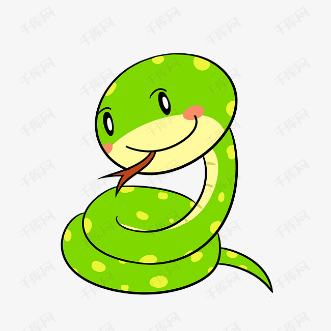 卡通可爱青蛇png透明底