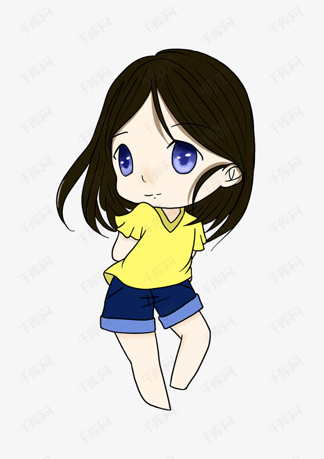 板绘动漫可爱女生人设素材图片免费下载_高清psd_千库网(图片编号