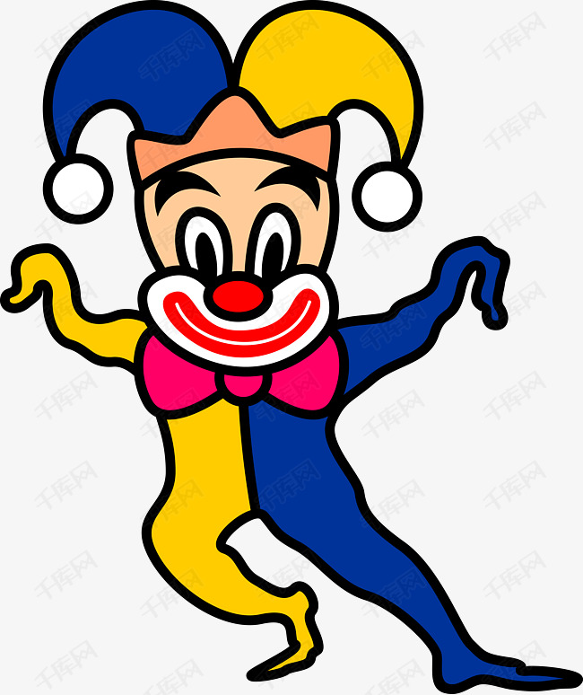 欢乐跳跃的小丑装饰矢量透明png