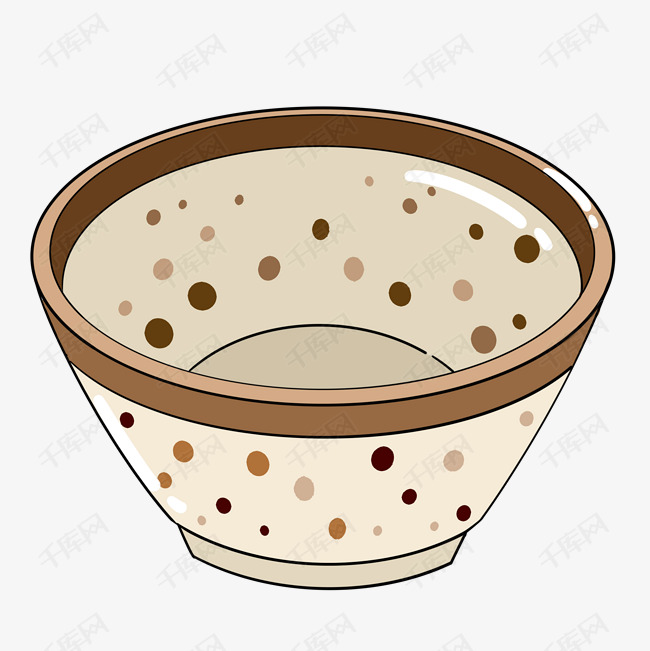 手绘素色的碗插画