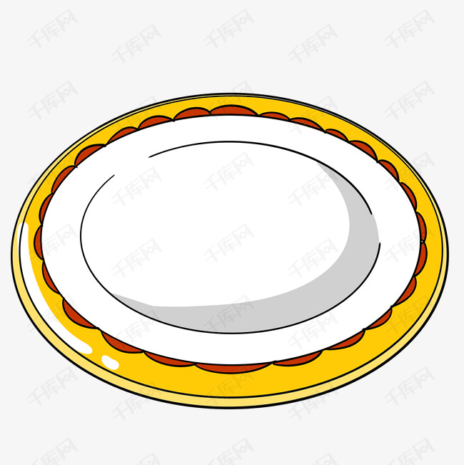 手绘白色盘子插画