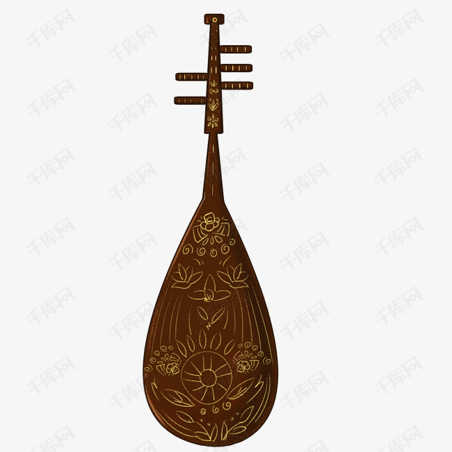 手绘直项琵琶插画