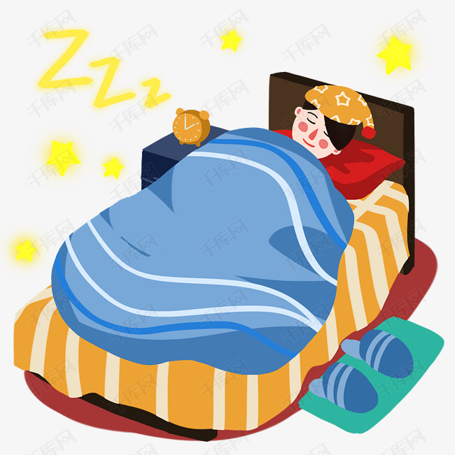 卧室睡梦中的男孩手绘人物png世界睡眠日