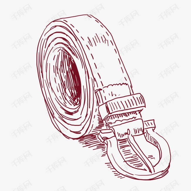 手绘线描腰带插画